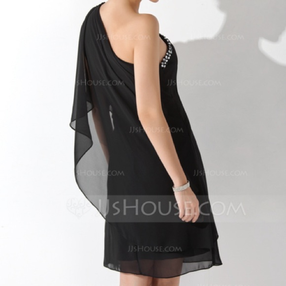 NEW JJ's House Sheath/ Column One Shoulder Knee-Length Chiffon Dress-Size 8 - Picture 2 of 15